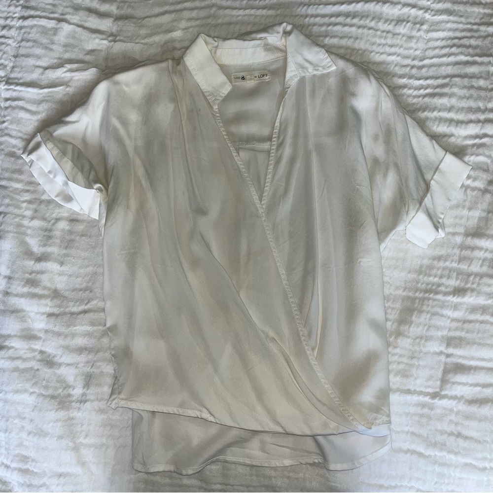 LOFT White Collared Blouse